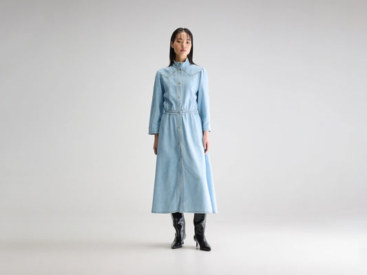 Pakita denim midi dress (251 / W / LT BLUE BLEACH)