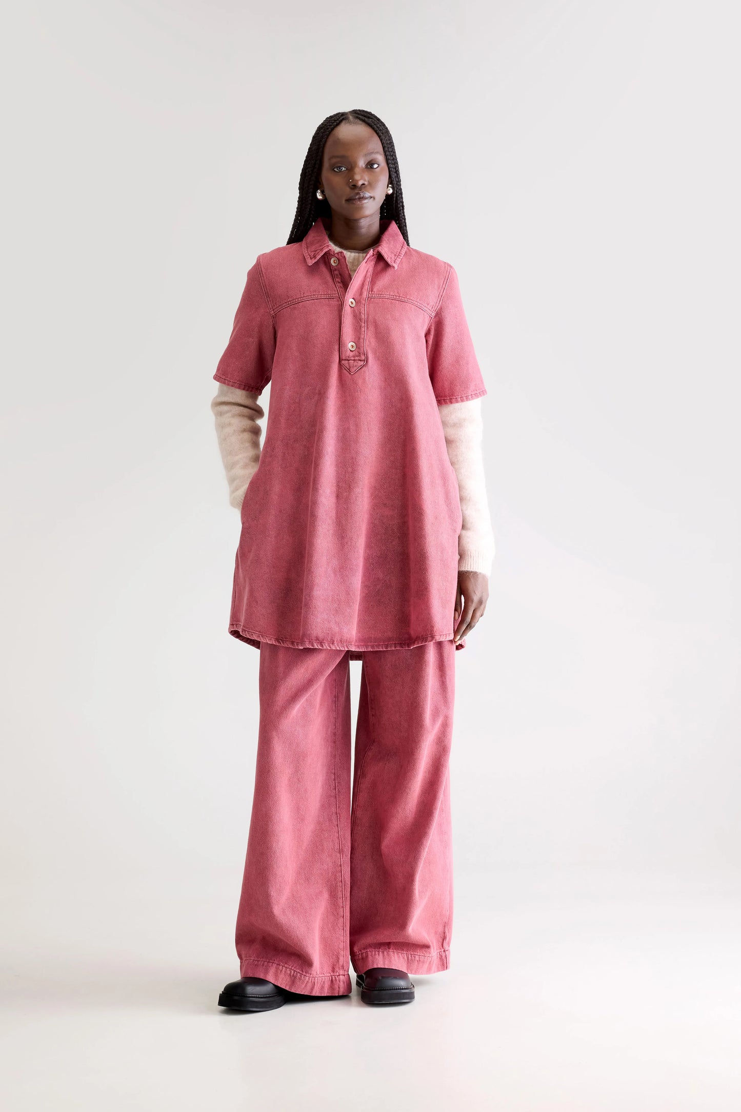 Paprika denim dress (252 / W / WINE STONE)
