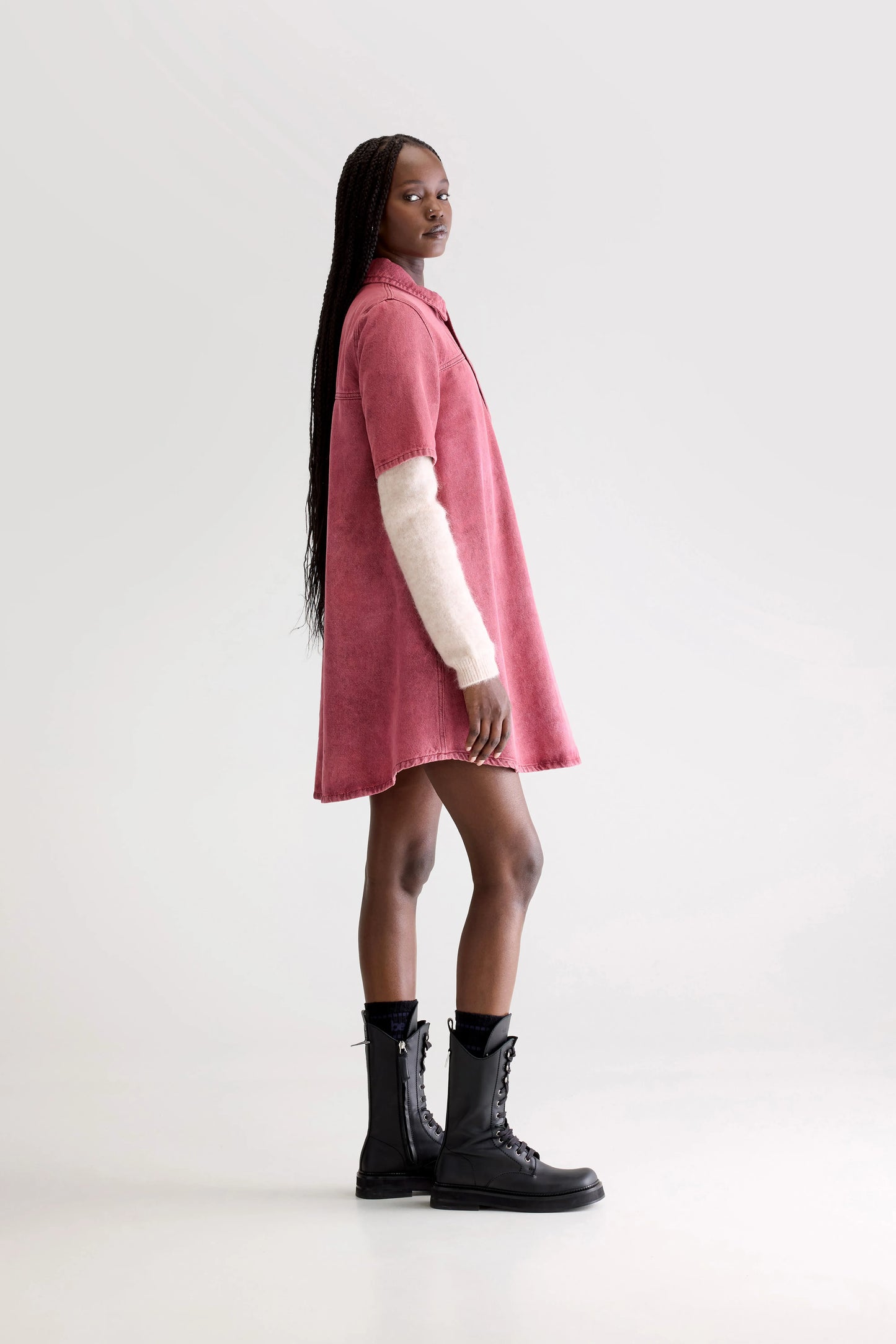 Paprika denim dress (252 / W / WINE STONE)