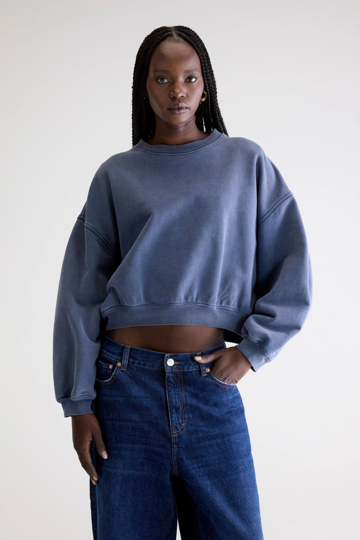 Fancy cropped crewneck sweatshirt (252 / W / BLUES)