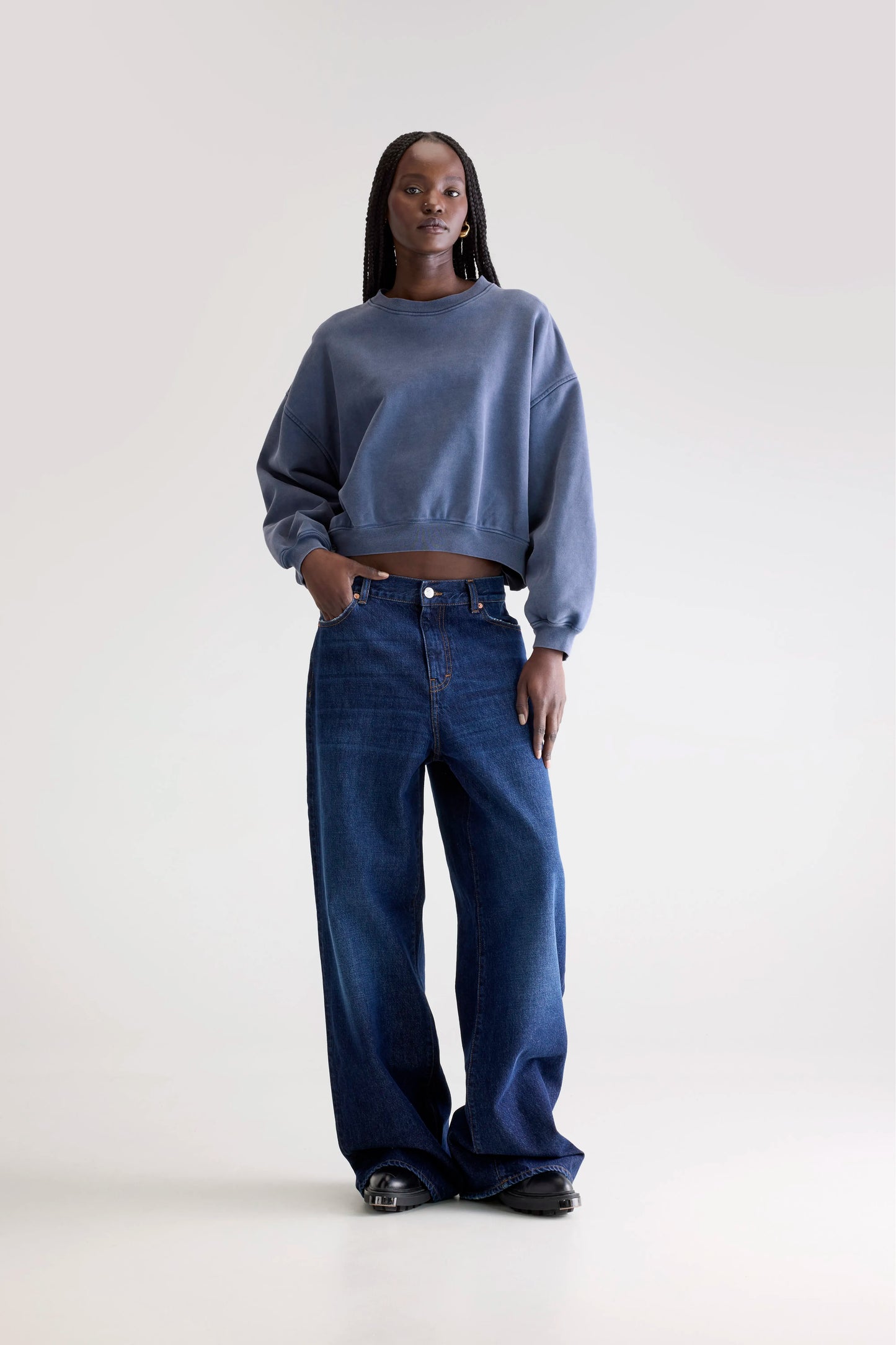 Fancy cropped crewneck sweatshirt (252 / W / BLUES)