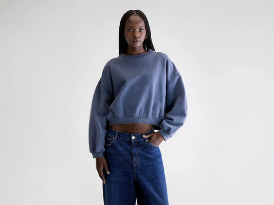 Fancy cropped crewneck sweatshirt (252 / W / BLUES)