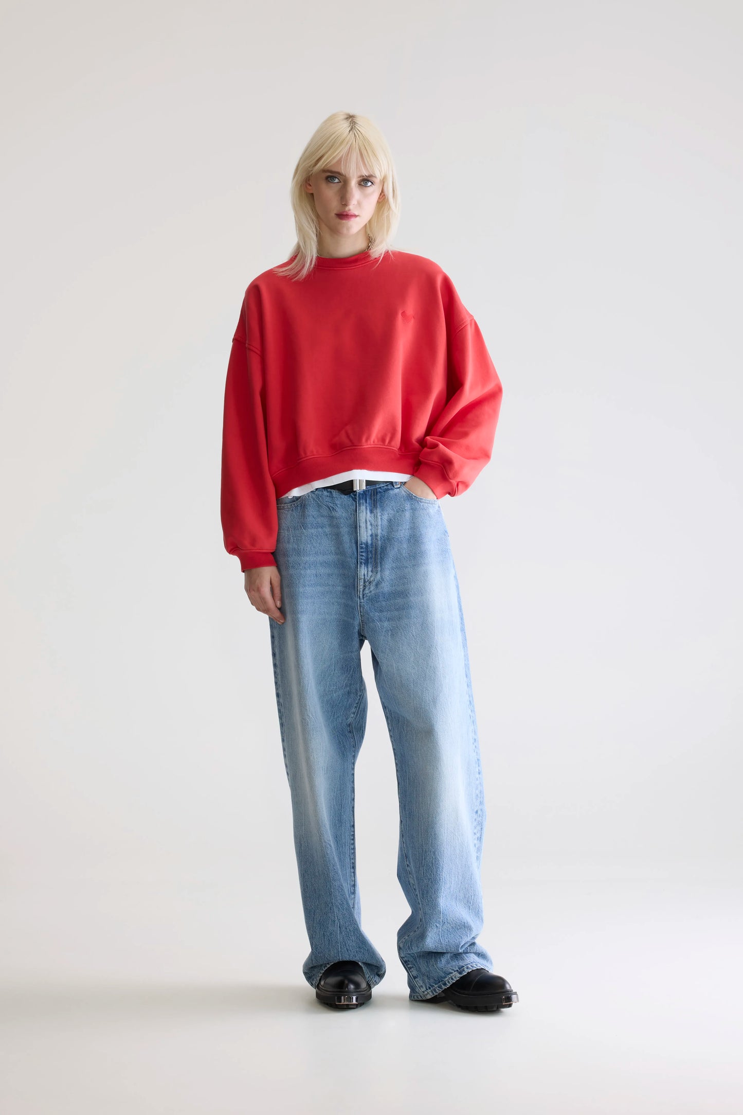 Fancy cropped crewneck sweatshirt (252 / W / SANGUINE)