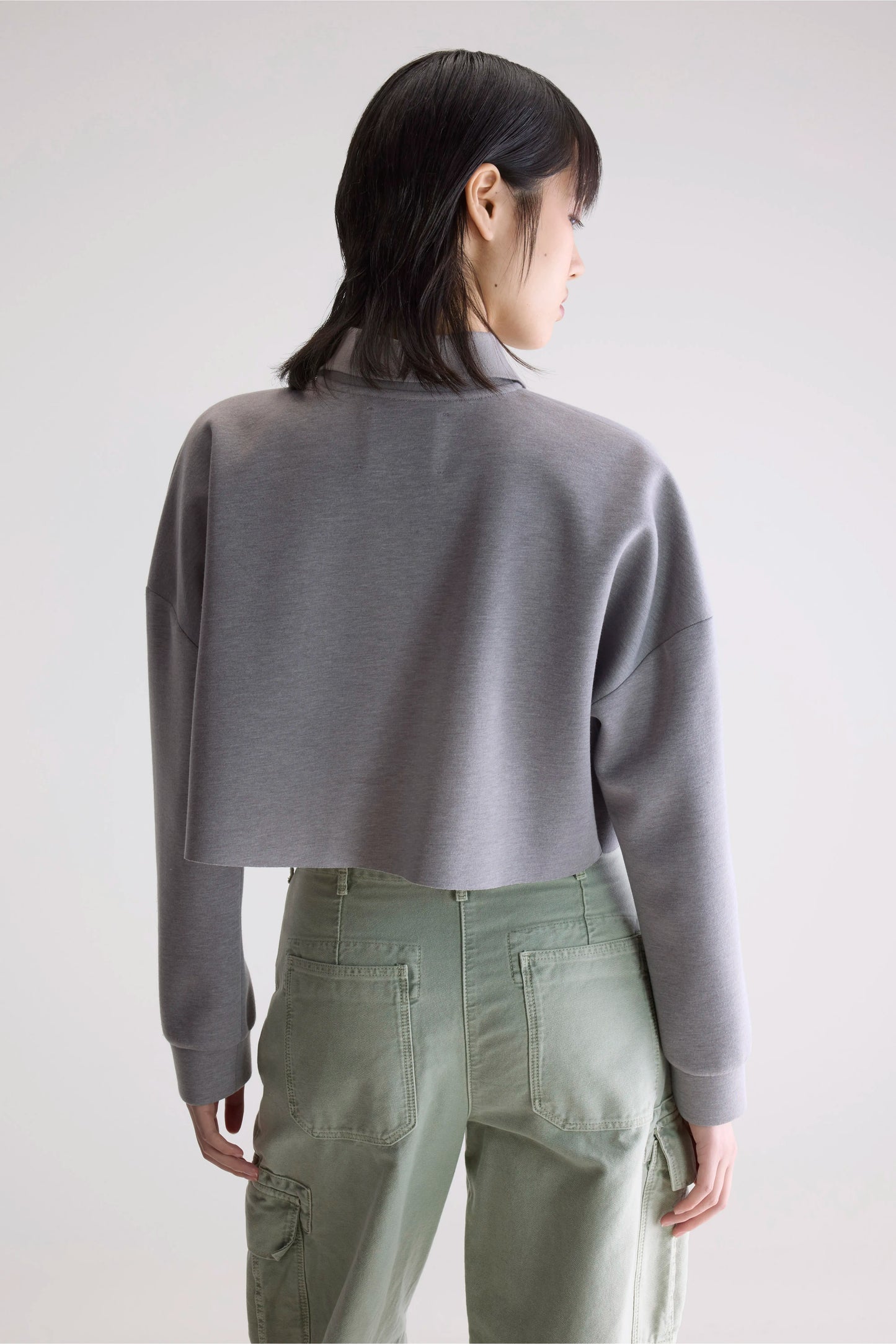Julo cropped zip polo (252 / W / H. GREY)
